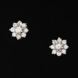 Ladies' Gold and Diamond Pair of Floral Design Earrings