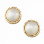 Ladies' Mabe Pearl and Gold Earrings