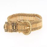 Ladies' Retro Gold and Enamel Belt Buckle Bracelet with Hidden Watch