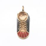 Gold and Enamel Baby Shoe Pendant