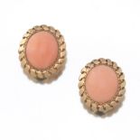 Ladies' Retro Gold and Angel Skin Coral Pair of Ear Clips