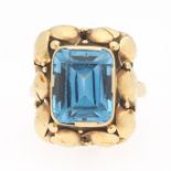 Ladies' Retro Gold and Blue Topaz Ring