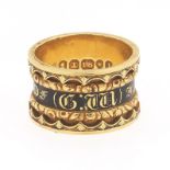 Antique English Gold and Enamel Memorial Band, dated 1826