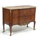 FranÃ§ois Linke Signed Louis XV-XVI Marquetry Commode with Marble Top, ca. 19th Century