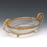French Belle Epoque d'Ore Bronze and Baccarat Oval Centerpiece Bowl