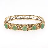 Ladies' Gold and Green Jade Filigree Bangle