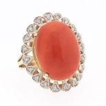 Ladies' Vintage LeVian Coral and Diamond Ring