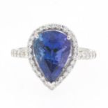 Platinum, Tanzanite and Diamond Ring