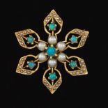 Retro Gold, Opal and Pearl Brooch Pendant
