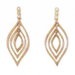 Ladies' Gold, Yellow and White Diamond Pair of Earrings