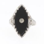 Ladies' Art Deco Gold, Black Onyx and Diamond Ring