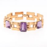 Retro Rose Gold and Amethyst Bracelet