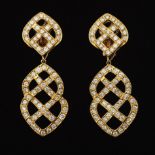 Ladies' Alexandros Gold and 5.50 Ct Total Diamond Pair of Convertible Earrings/ Ear Clips