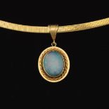 Ladies' Gold and Opal Pendant on Gold Omega Necklace