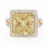 Ladies' Two-Tone Gold, Golden Beryl and Diamond Fashion Ring