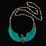 American Eagle Native American Sterling Silver and Turquoise Ornament on Sterling Necklace
