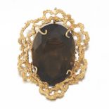 Gold and Smoky Quartz Brooch