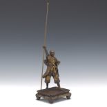 Japanese Meiji Period Mixed Metals Samurai Figure