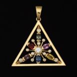 Ladies' Diamond and Gemstone Triangular Pendant