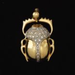 Gold and Diamond Scarab Pendant