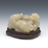 Carved Jade Figurine of Dogs