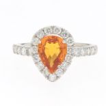 Ladies' Orange Sapphire and Diamond Ring