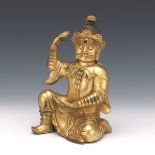 Tibetan Gilt Bronze Sculpture of Buddhist Deity Vaishravana, God of Wealth