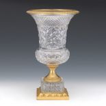 French Belle Epoque d'Ore Bronze and Baccarat Crystal "Campana" Style Urn