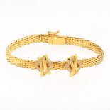 Ladies' High Carat Gold and Clear Stones Serpent Skin Bracelet