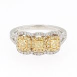 Ladies' Fancy Yellow Diamond and White Diamond Ring