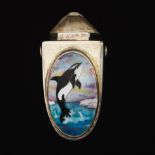 Artisan Sterling Silver, Quartz and CloisonnÃ© Enamel Orca Slider