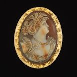Carved Shell Cameo Brooch
