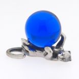 Cartier Sterling Silver Panther and Blue Glass Ball