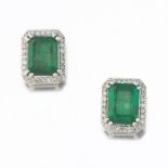 Ladies' Emerald and Diamond Earrings