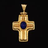 Italian Gold and Lapis Lazuli Cross Pendant