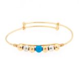 18k Two-Tone Gold and Turquoise Baby Bangle