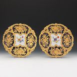 Pair of Meissen Blue and Gilt Porcelain Low Bowls