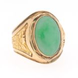 Gentlemen's Gold and Green Jade Dragon Ring