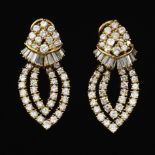 Ladies' Vintage Gold and 5 Ct Total Diamond Pair of Dangle Ear Clips