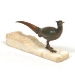 Bronze Pheasant on Alabaster Base