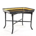 Black and Gilt English Tray Table