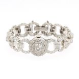 Ladies' Hollywood Regency Platinum and Diamond Bracelet with Hidden Watch