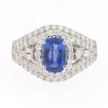 Ladies' No Heat 1.58 Ct Sapphire and Diamond Ring, GIA Report