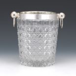 Glass and Silver Tone Metal Champagne Ice Bucket