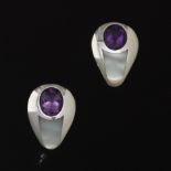 Maboussin Amethyst and Mother of Pearl Ear Clips