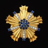 Gold, Sapphire and Diamond Brooch