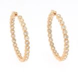 Ladies' 4.45 Ct Diamond and Rose Gold Hoop Earrings