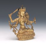 Tibetan Antique Gilt Bronze Sculpture of Tara