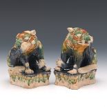 Two Chinese Ceramic Sancai Glazed Cabinet Figures