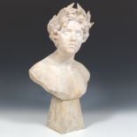 Marble Head of Woman Wearing Laurel Wreath